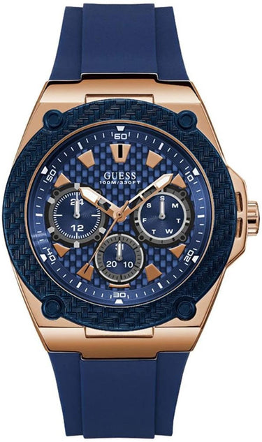 Guess Herren Armbanduhr Legacy Silikon Armband blau W1049G2
